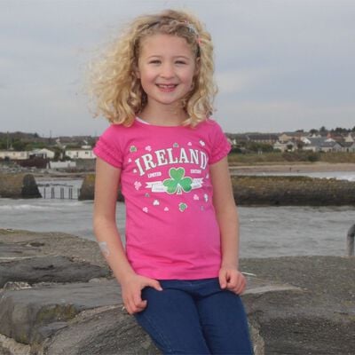 Pink T-Shirt With Ireland Limited Edition Shamrock Print